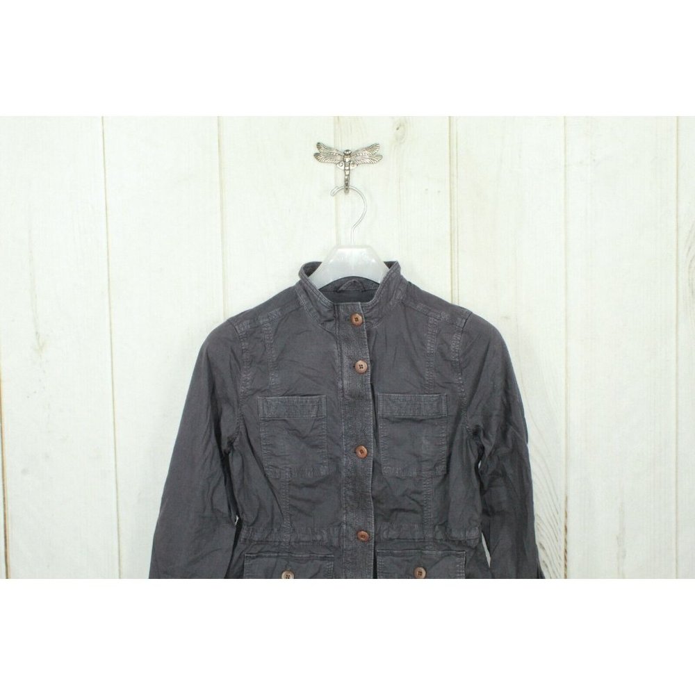 LL Bean Gray Cotton Drawstring Waist Ripstop Field Utility Jacket Size S - Picture 3 of 12